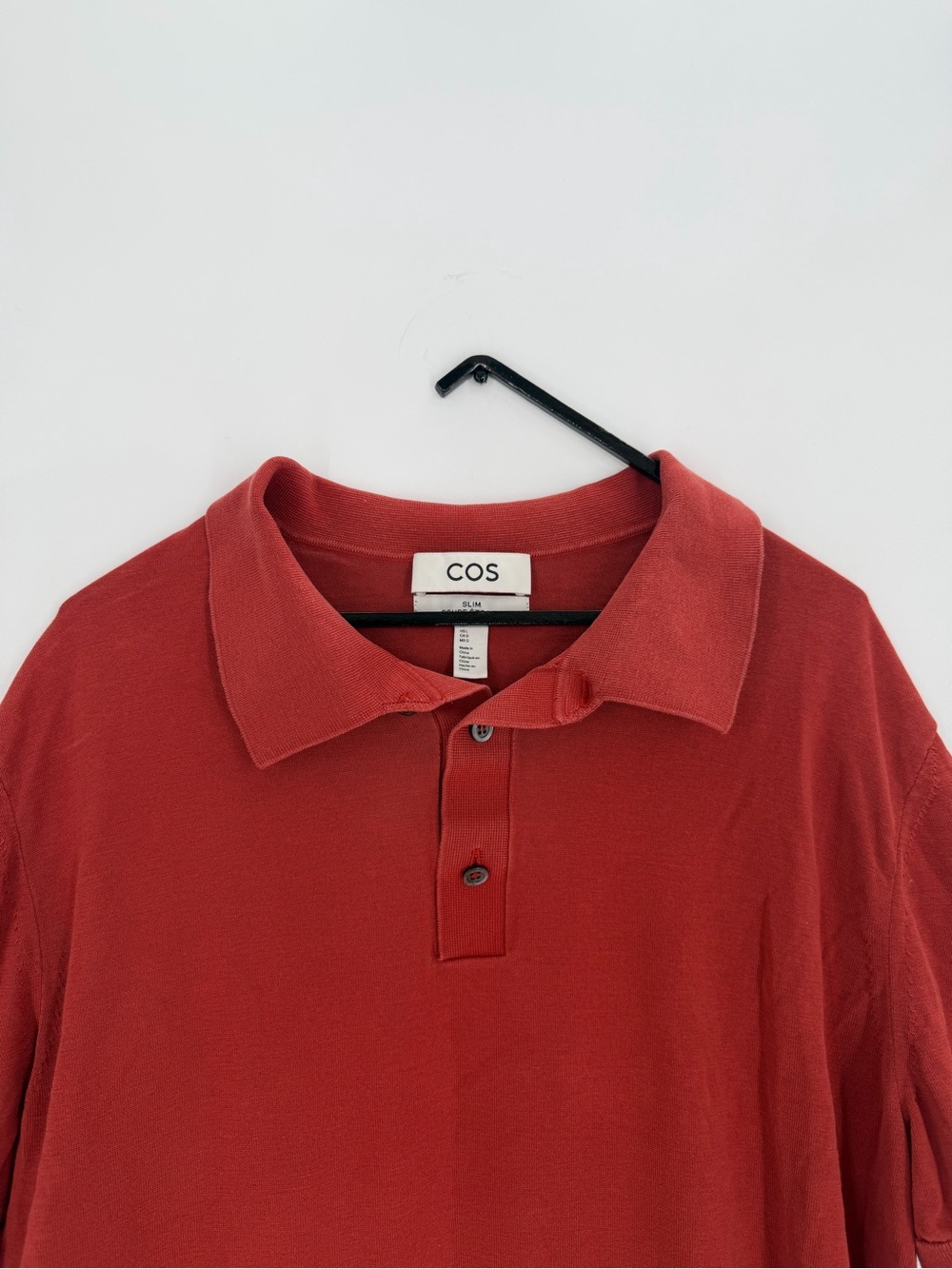 Cos Men’s Slim Knitted Silk Blend Polo Shirt In Red